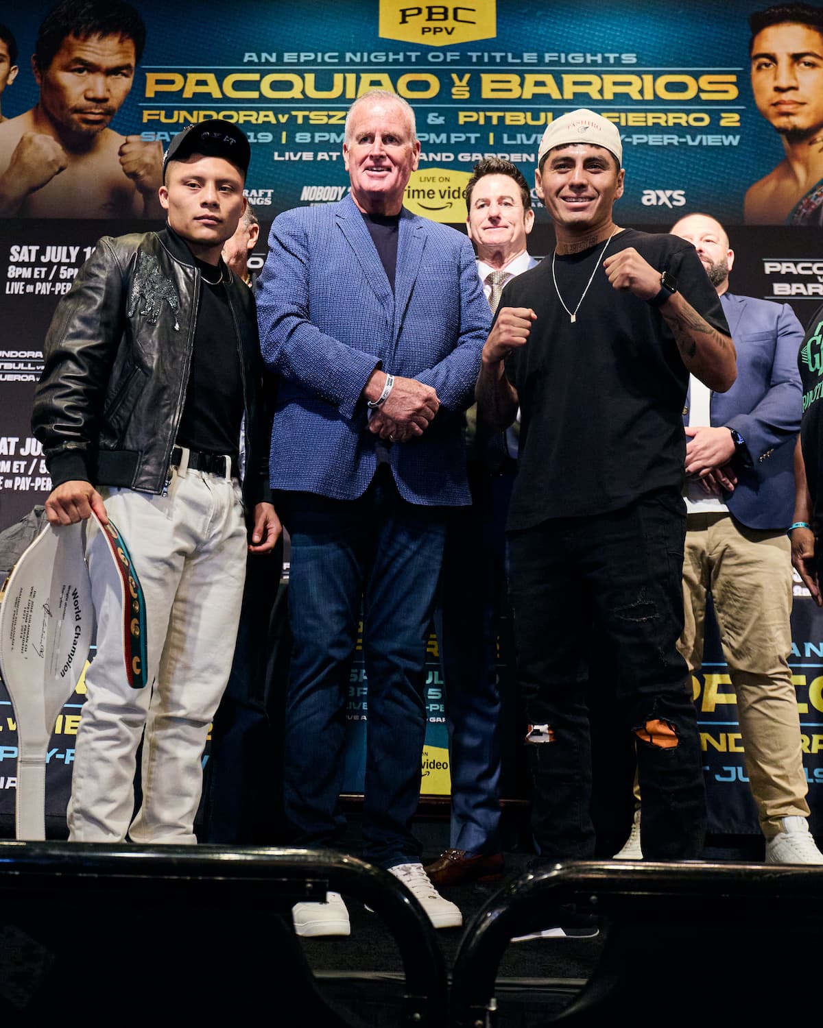 Isaac Cruz and Angel Fierro at the press conference ahead of their bout in Las Vegas