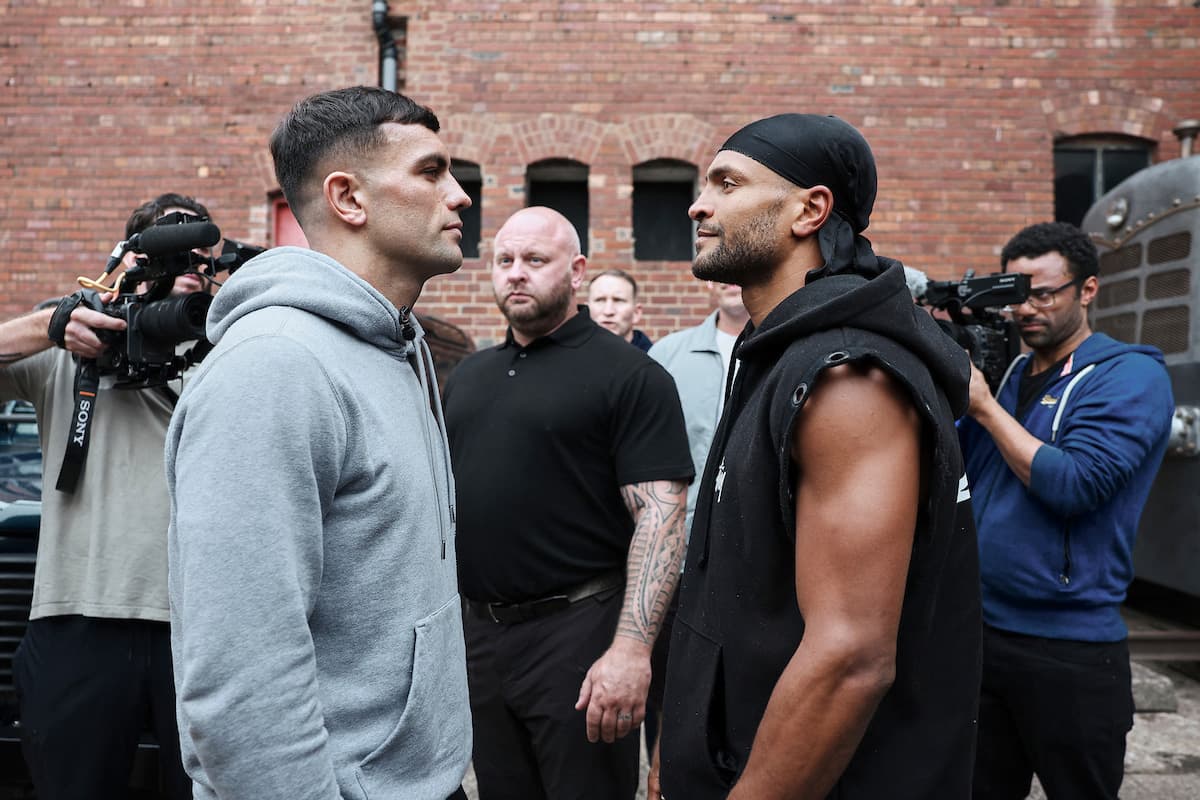 Jack Catterall and Harlem Eubank come face-to-face ahead of their boxing bout in Manchester, England