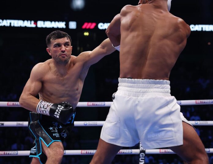 Jack Catterall punches Harlem Eubank during their boxing bout in Manchester