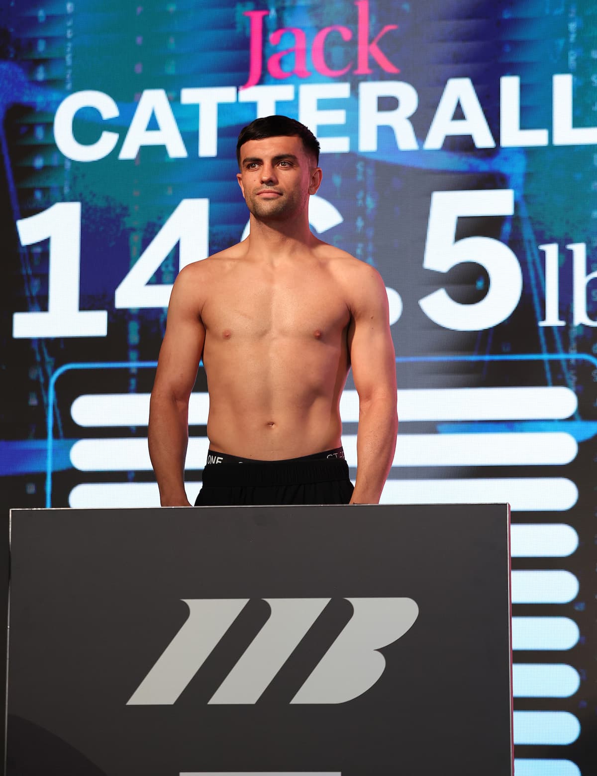 Jack Catterall at the weigh-in ahead of his boxing bout against Harlem Eubank in Manchester, England