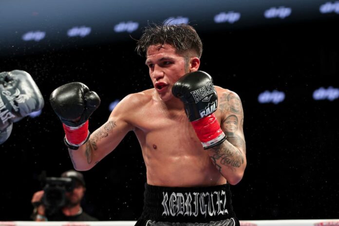 Jesse Rodriguez during his boxing bout against Juan Francisco Estrada at Footprint Center in Phoenix, AZ