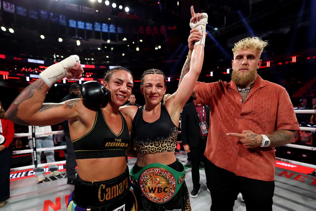 Jessica Camara, Chantelle Cameron and Jake Paul at MSG in New York