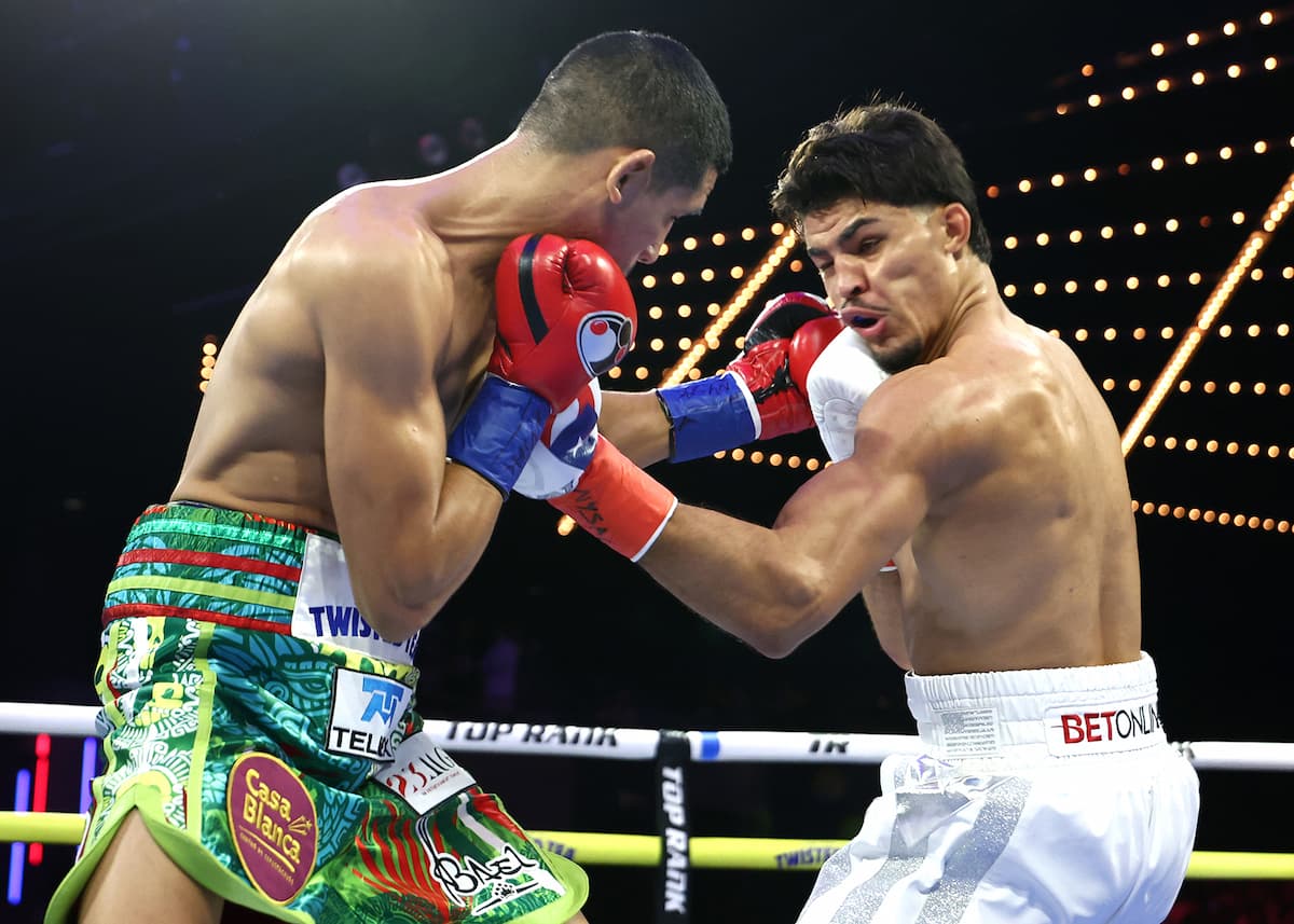 Jorge Garcia Perez punches Xander Zayas during their bout at The Theater at Madison Square Garden in New York