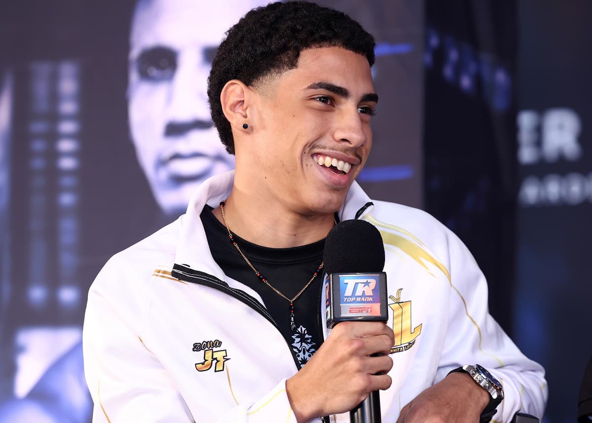 Juanmita Lopez De Jesus during the press conference ahead of his bout at The Theater at Madison Square Garden in New York