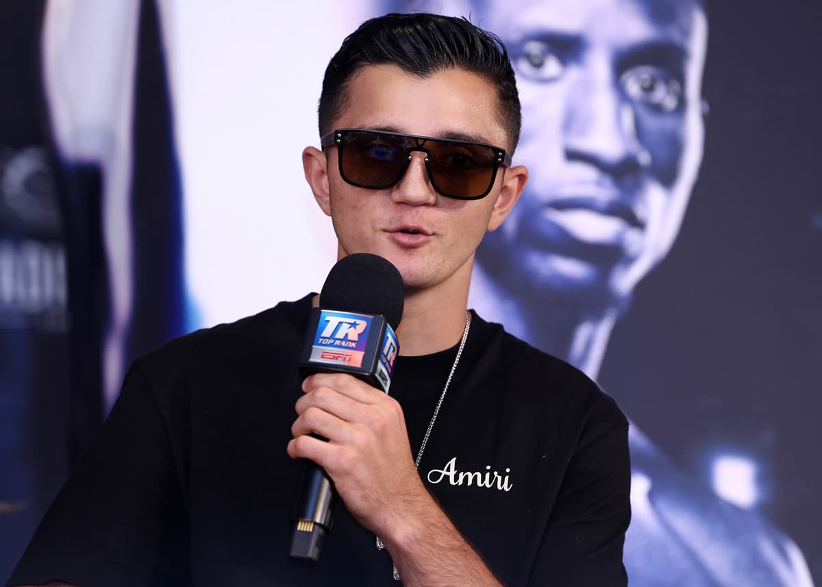 Julius Ballo during the press conference ahead of his bout at The Theater at Madison Square Garden in New York