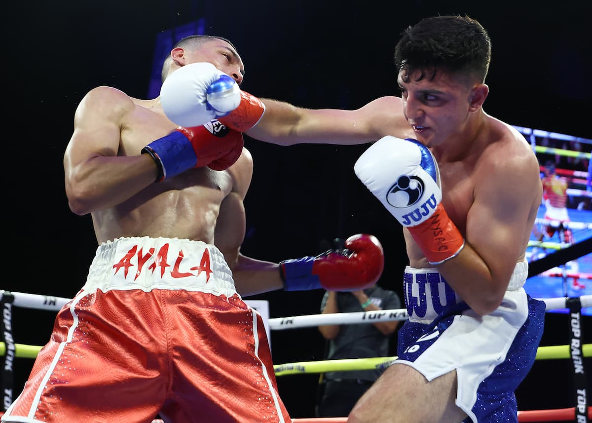 Julius Ballo punches Brandan Ayala during their bout at The Theater at Madison Square Garden in New York