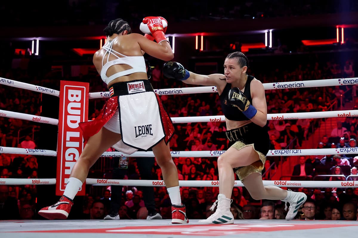 Katie Taylor and Amanda Serrano during their boxing bout at MSG in New York