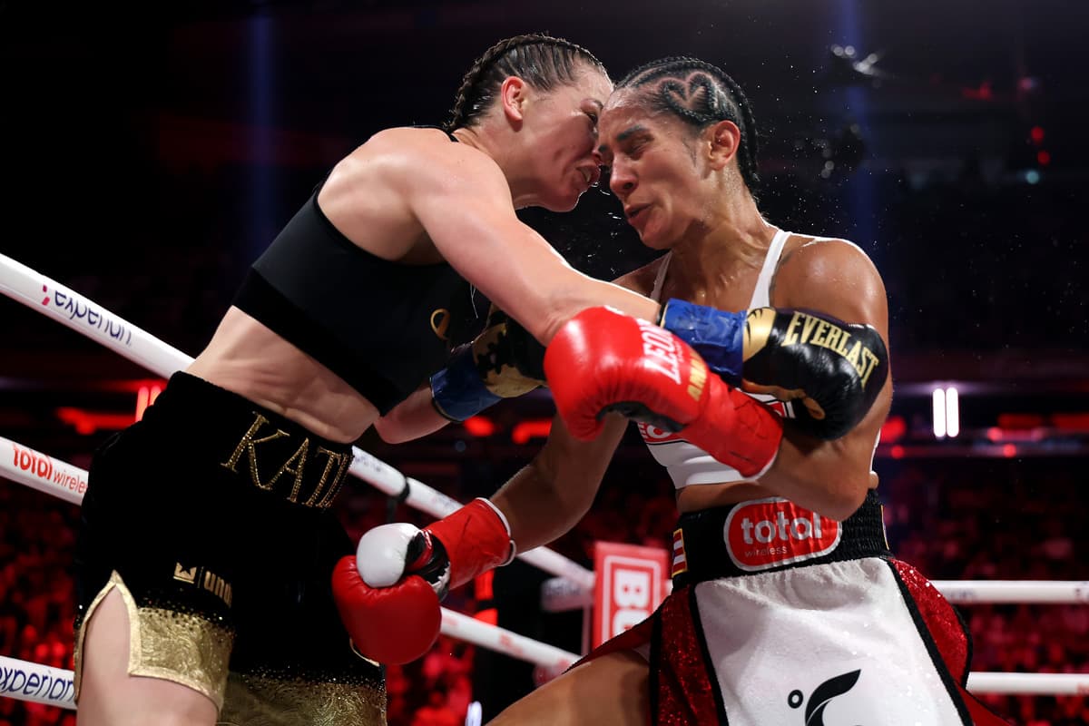 Katie Taylor and Amanda Serrano during their boxing bout at MSG in New York