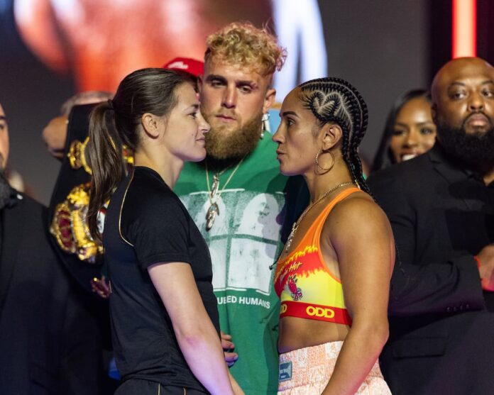 Katie Taylor and Amanda Serrano come face-to-face at the weigh-in ahead of their third fight in New York