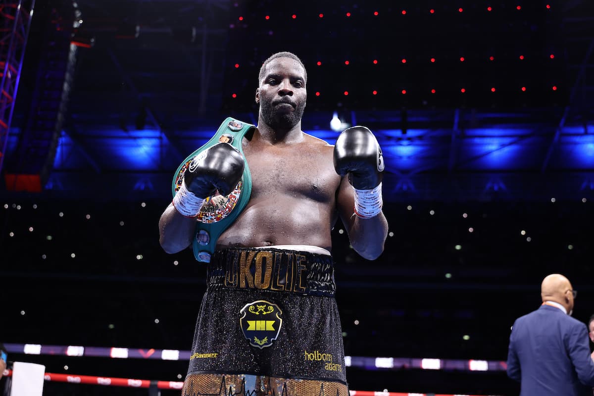 Lawrence Okolie after his victory over Kevin Lerena at Wembley Stadium