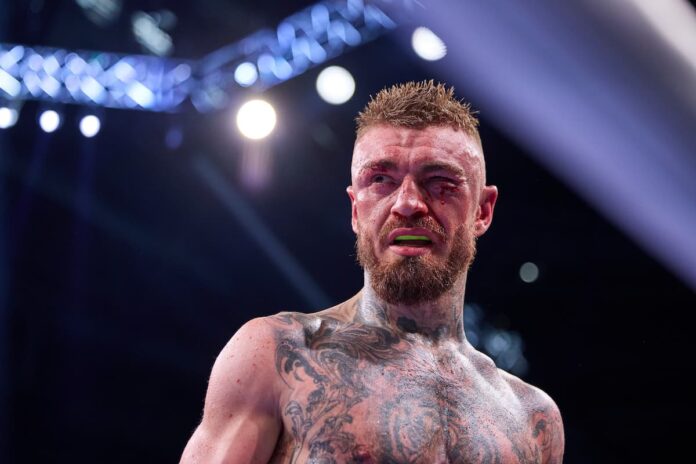 Lewis Crocker during his boxing bout against Paddy Donovan