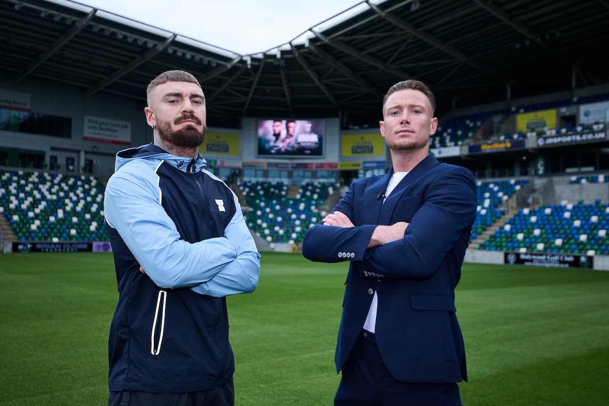 Lewis Crocker and Paddy Donovan at Windsor Park in Belfast