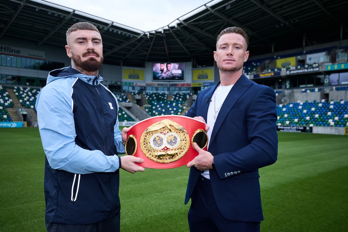 Lewis Crocker and Paddy Donovan at Windsor Park in Belfast