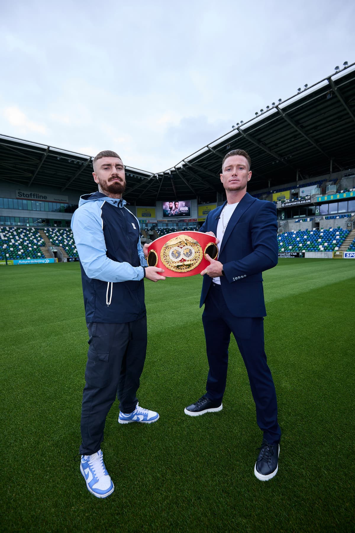 Lewis Crocker and Paddy Donovan at Windsor Park in Belfast