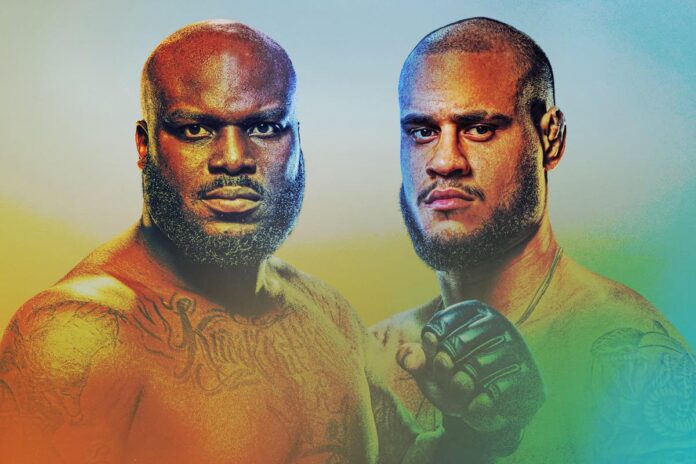 Image featuring the faces of Derrick Lewis and Tallison Teixeira, promoting their MMA bout at UFC Nashville