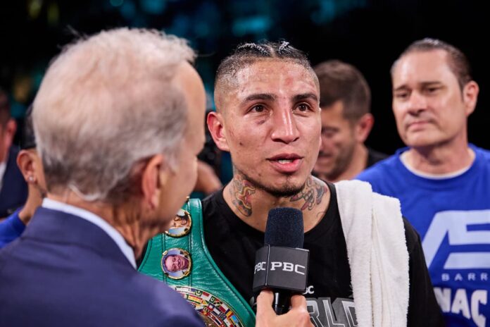Mario Barrios after his bout against Manny Pacquiao at the MGM Grand Garden Arena in Las Vegas
