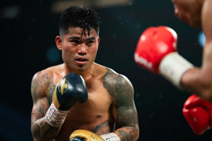 Mark Magsayo during his boxing bout in Las Vegas