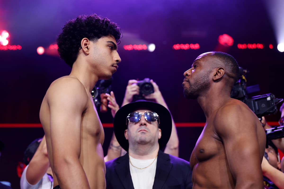 Mohammed Alakel and Placido Hoff during the weigh-in in Corona, NY