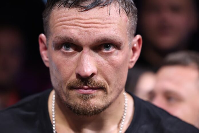 Oleksandr Usyk during his fight against Daniel Dubois at Wembley Stadium in London