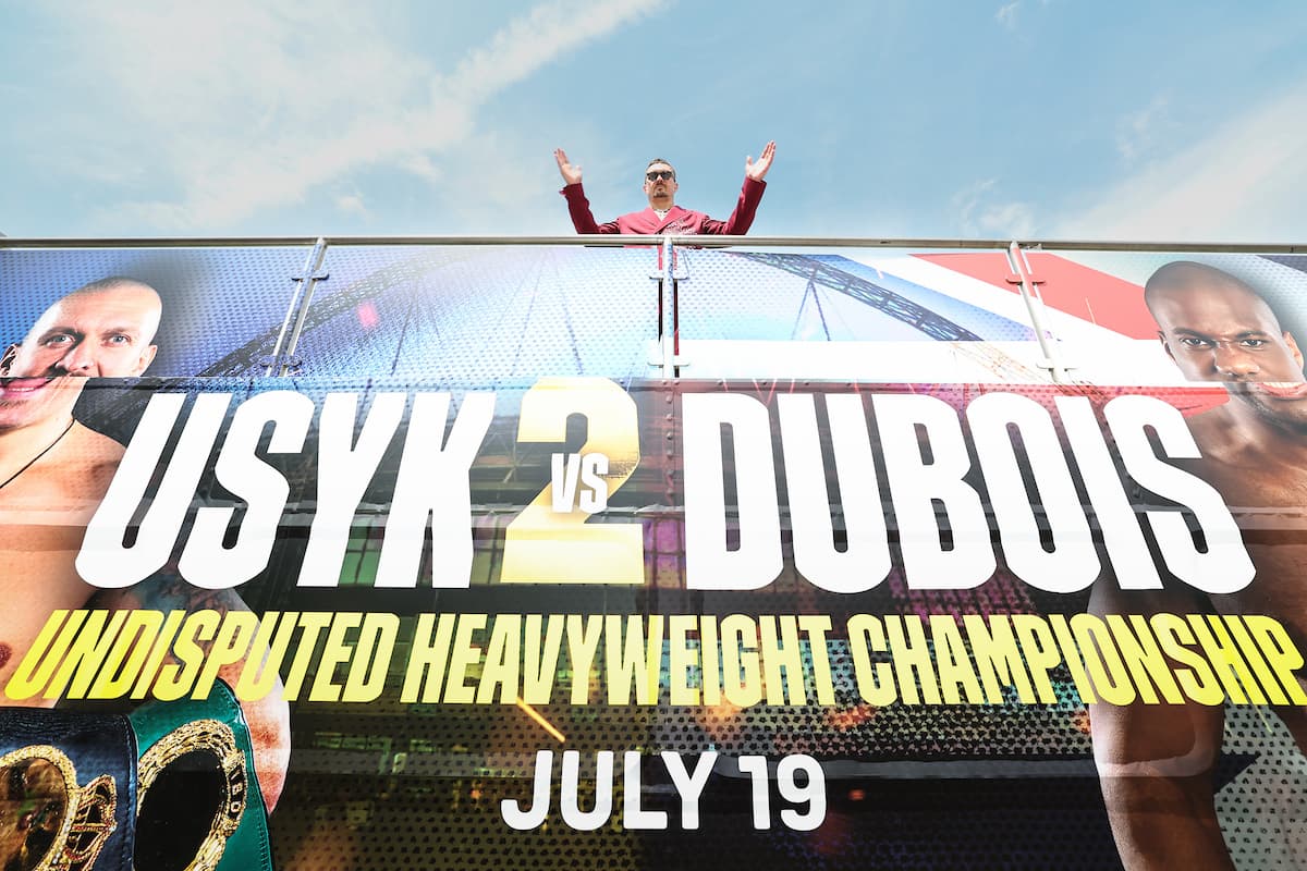 Oleksandr Usyk during fight week ahead of his rematch against Daniel Dubois in London