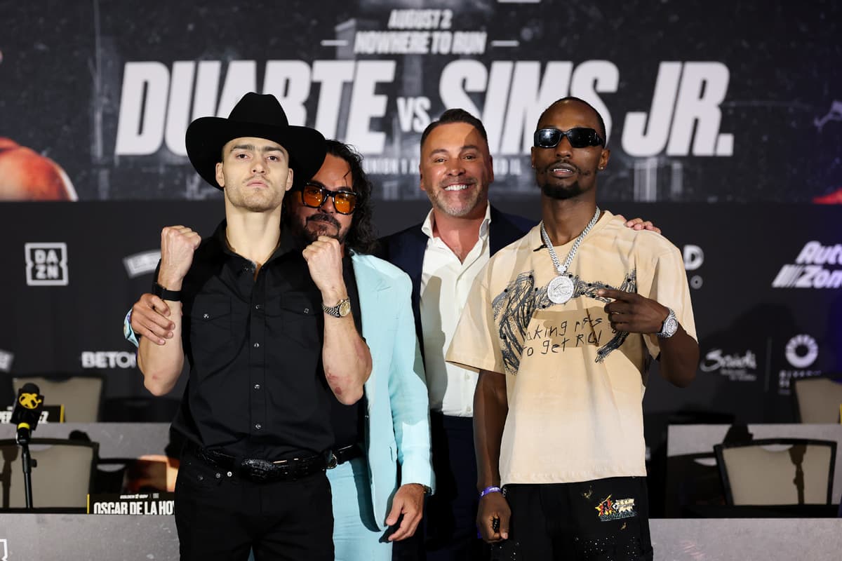 Oscar Duarte and Kenneth Sims Jr. during the press conference ahead of their boxing bout in Chicago