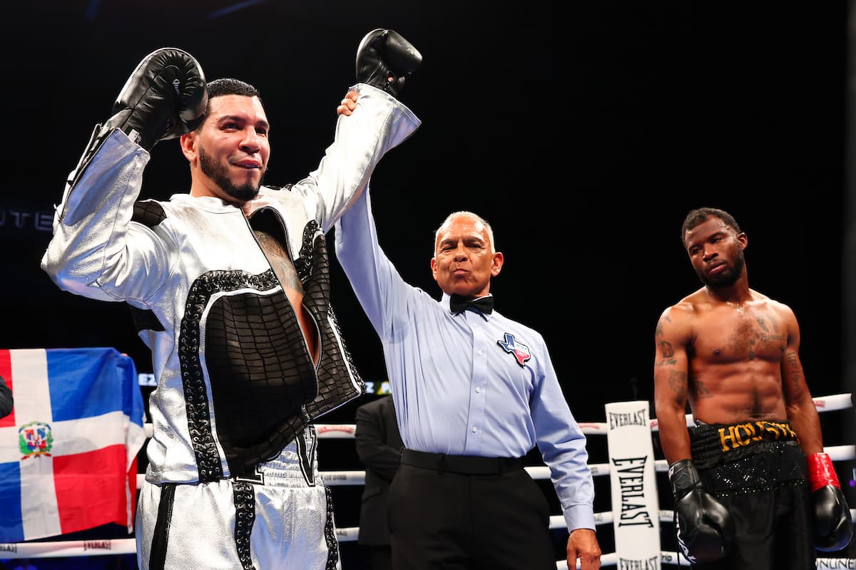 Pablo Valdez victorious over Robert Redmond Jr during their bout in Frisco, Texas