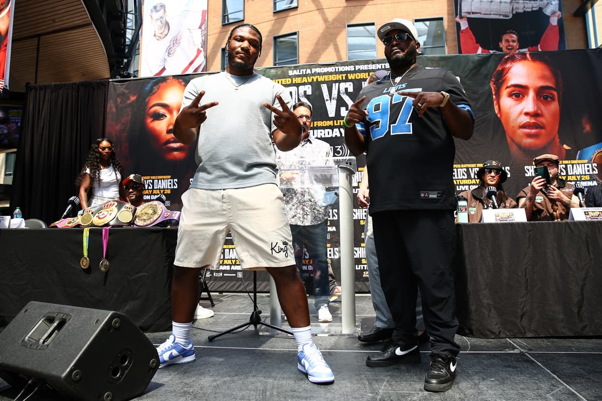 Pryce Taylor and Robert Simms during the press conference ahead of their boxing bout in Detroit