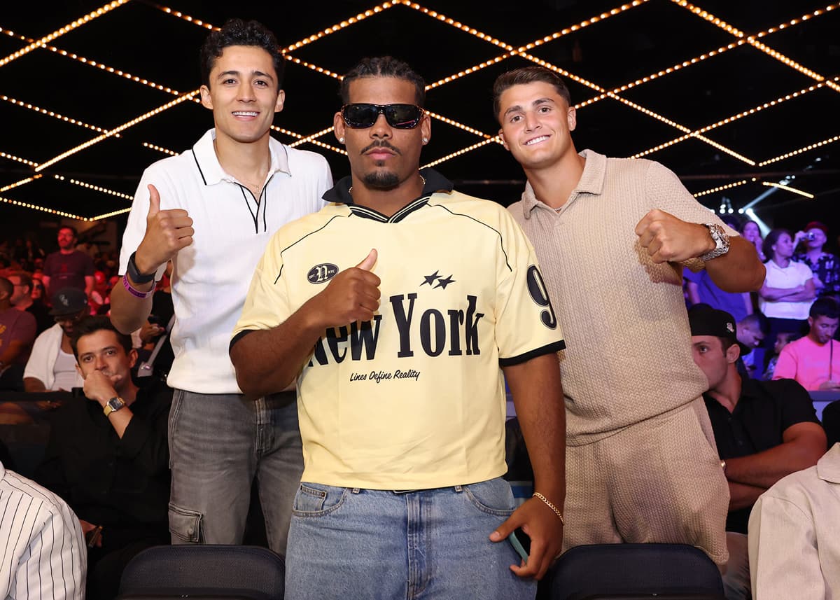 Rafael Espinoza, Vito Mielnicki Jr, and Ali Feliz during the Zayas vs Garcia boxing event at The Theater at Madison Square Garden in New York