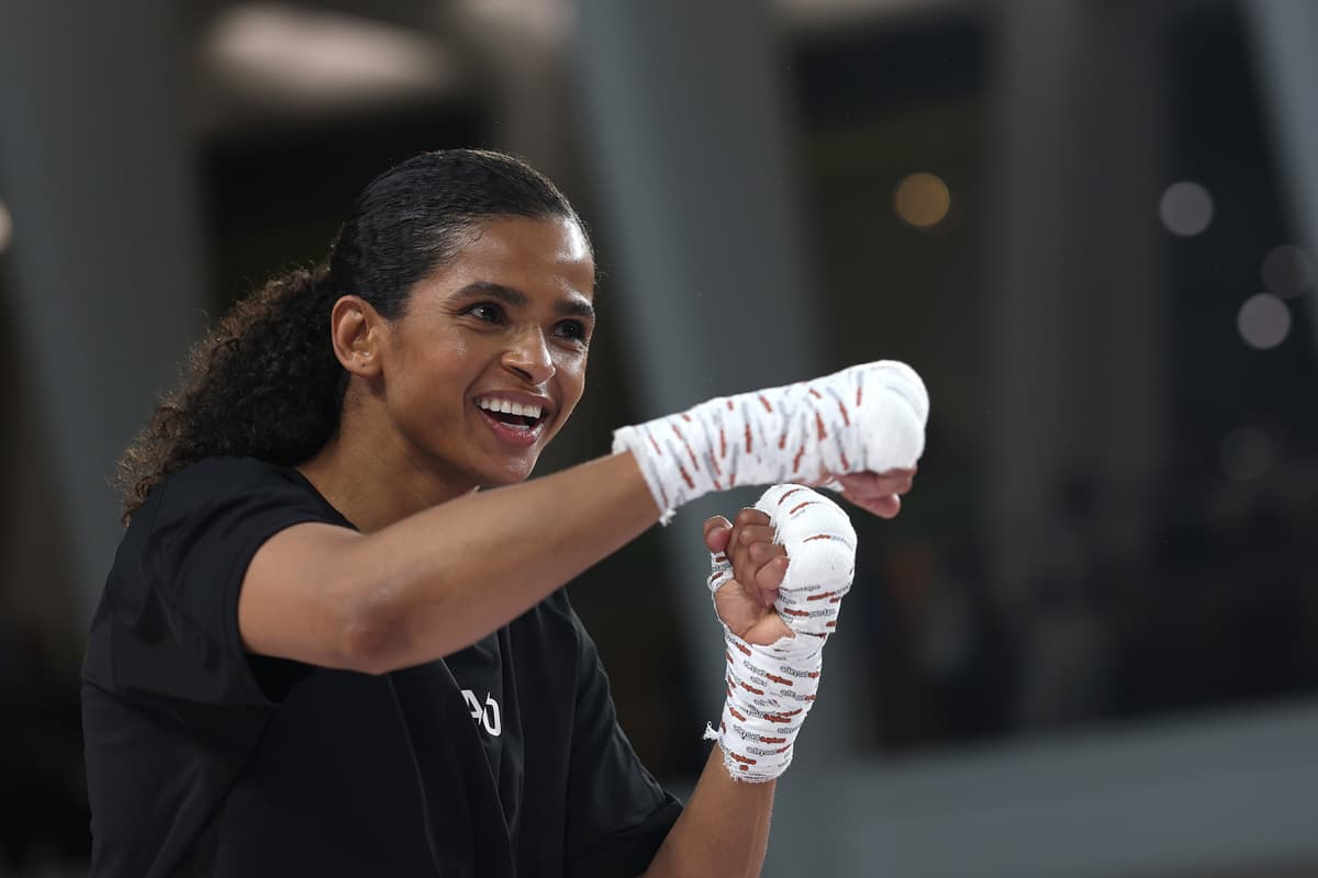 Ramla Ali during an open workout at Oculus World Trade Center in New York