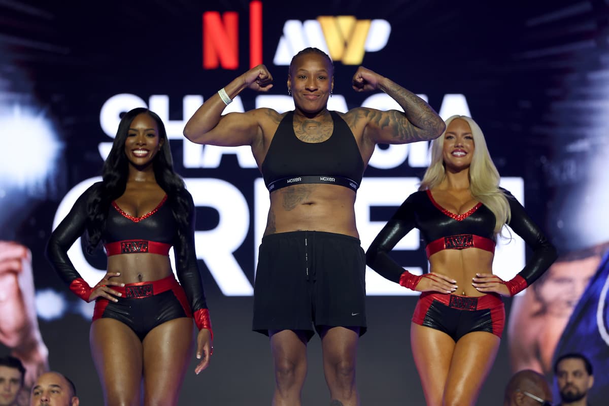 Shadasia Green during the weigh-in in New York