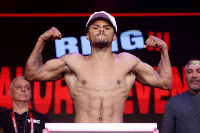 Shakur Stevenson during the weigh-in ahead of his bout against William Zepeda