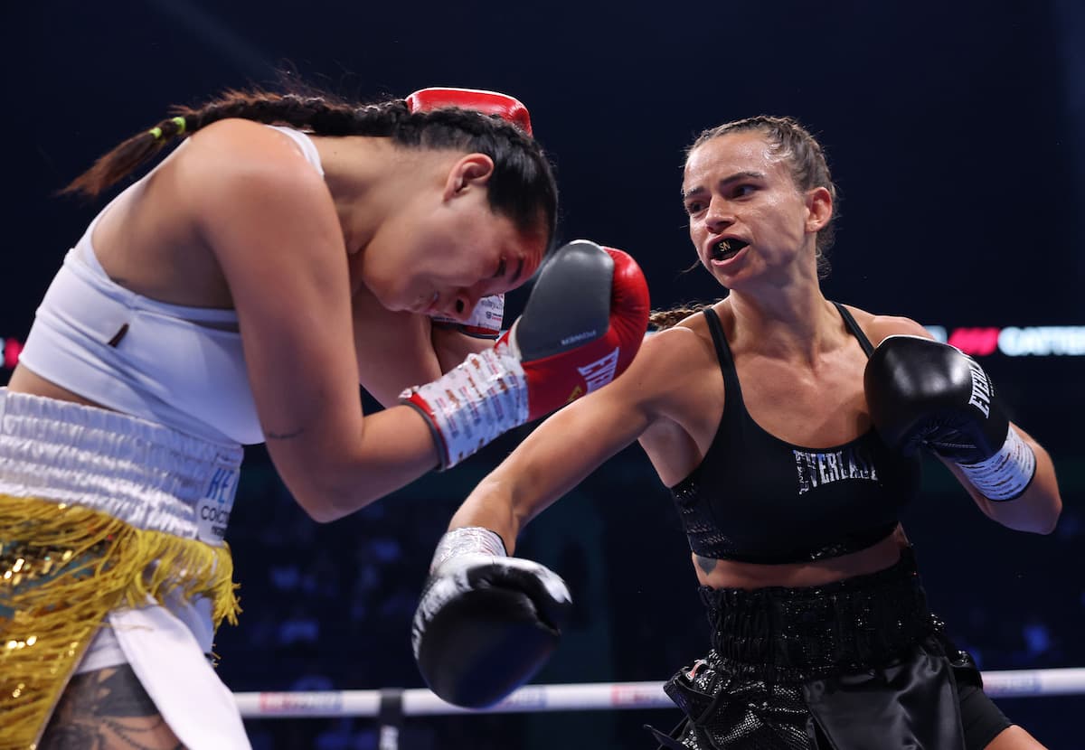 Skye Nicolson dominates Carla Camila Campos Gonzales during their boxing bout in Manchester