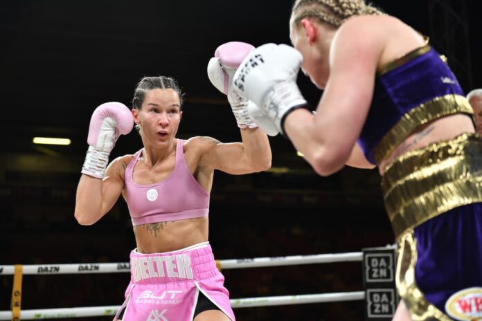 Terri Harper during her boxing bout against Natalie Zimmermann