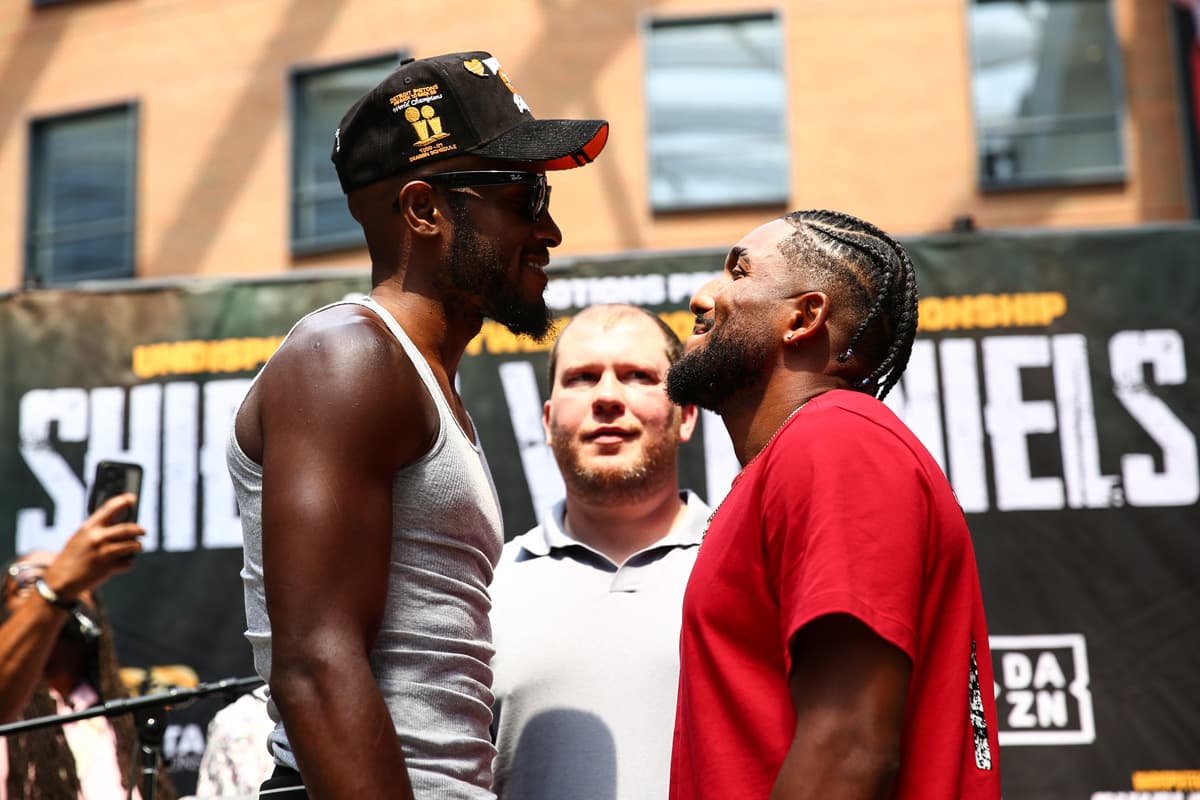 Tony Harrison and Edward Ulloa Diaz during the press conference ahead of their boxing bout in Detroit