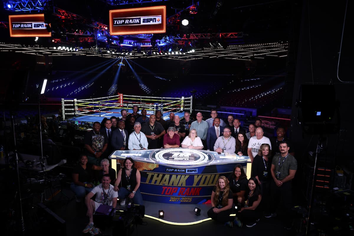 The ESPN crew during the Top Rank boxing event at The Theater at Madison Square Garden in New York