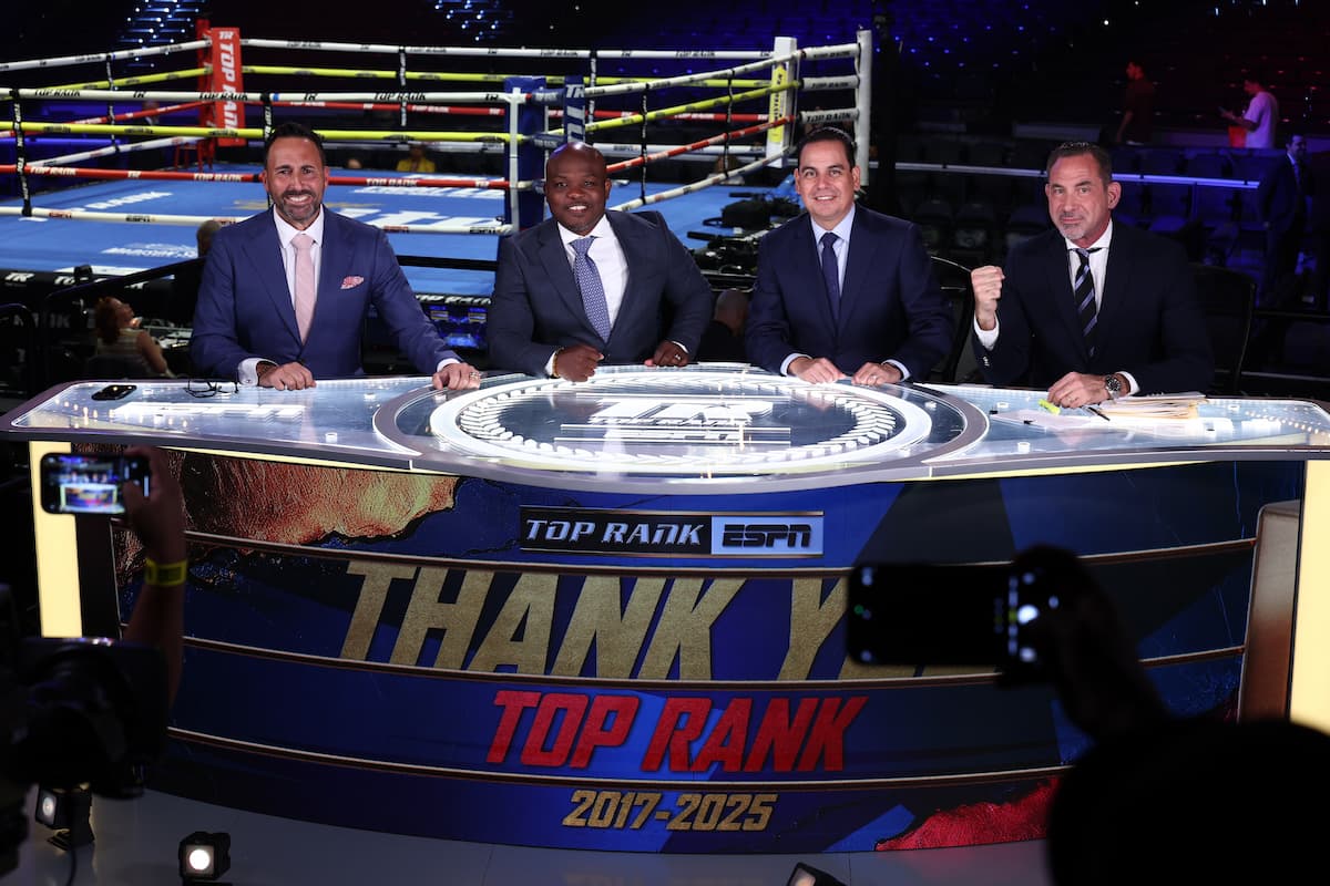 Broadcast team for the Top Rank boxing event on ESPN