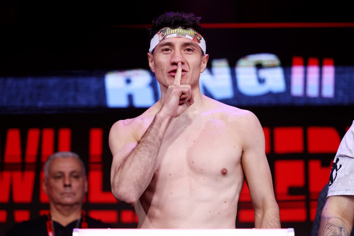 William Zepeda during the weigh-in ahead of his bout against Shakur Stevenson