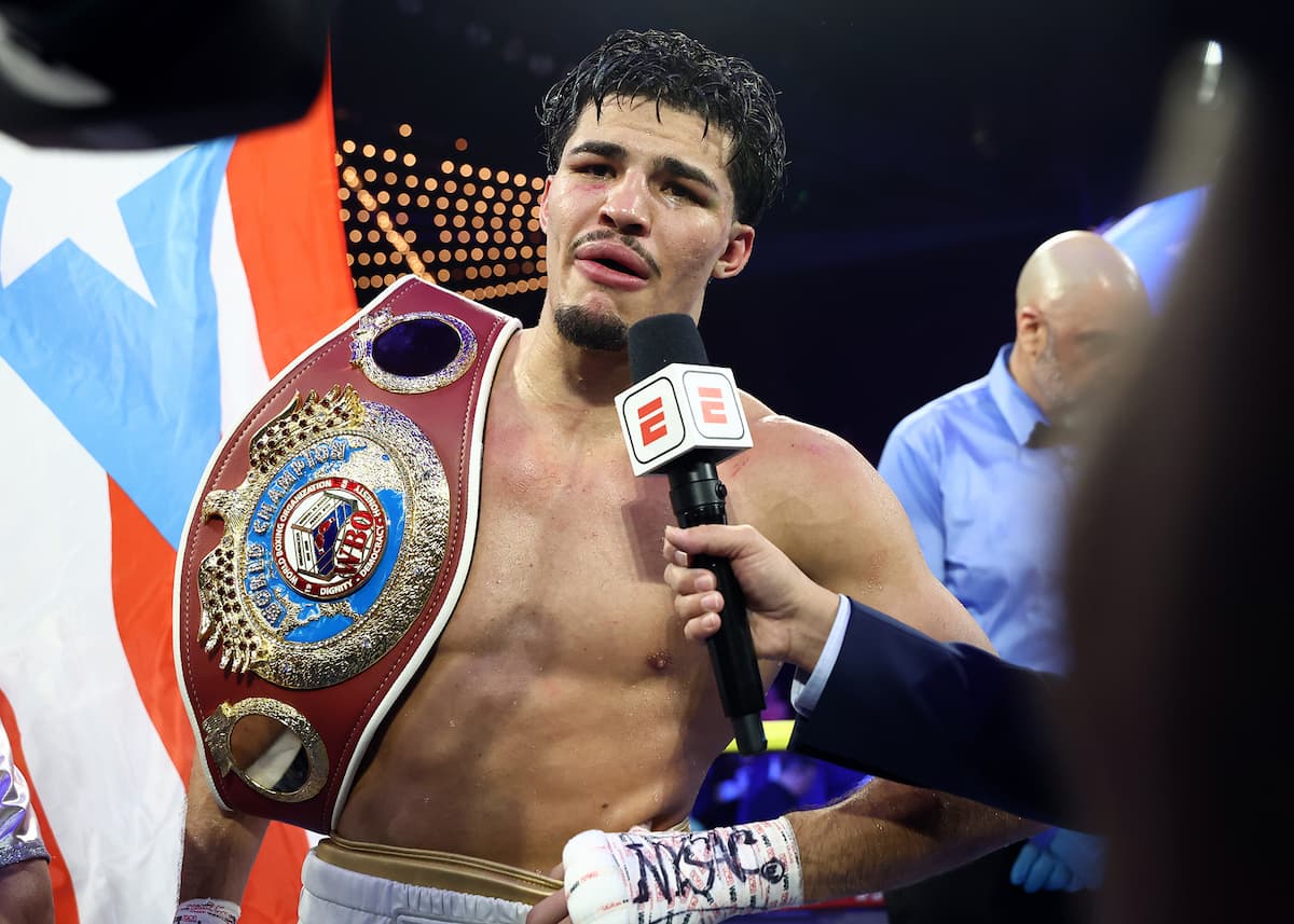Xander Zayas during his post-fight interview at The Theater at Madison Square Garden in New York