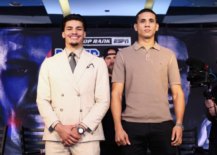 Xander Zayas and Jorge Garcia Perez during the press conference ahead of their bout at The Theater at Madison Square Garden in New York