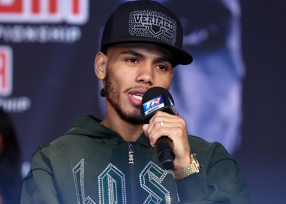 Yan Santana during the press conference ahead of his bout at The Theater at Madison Square Garden in New York
