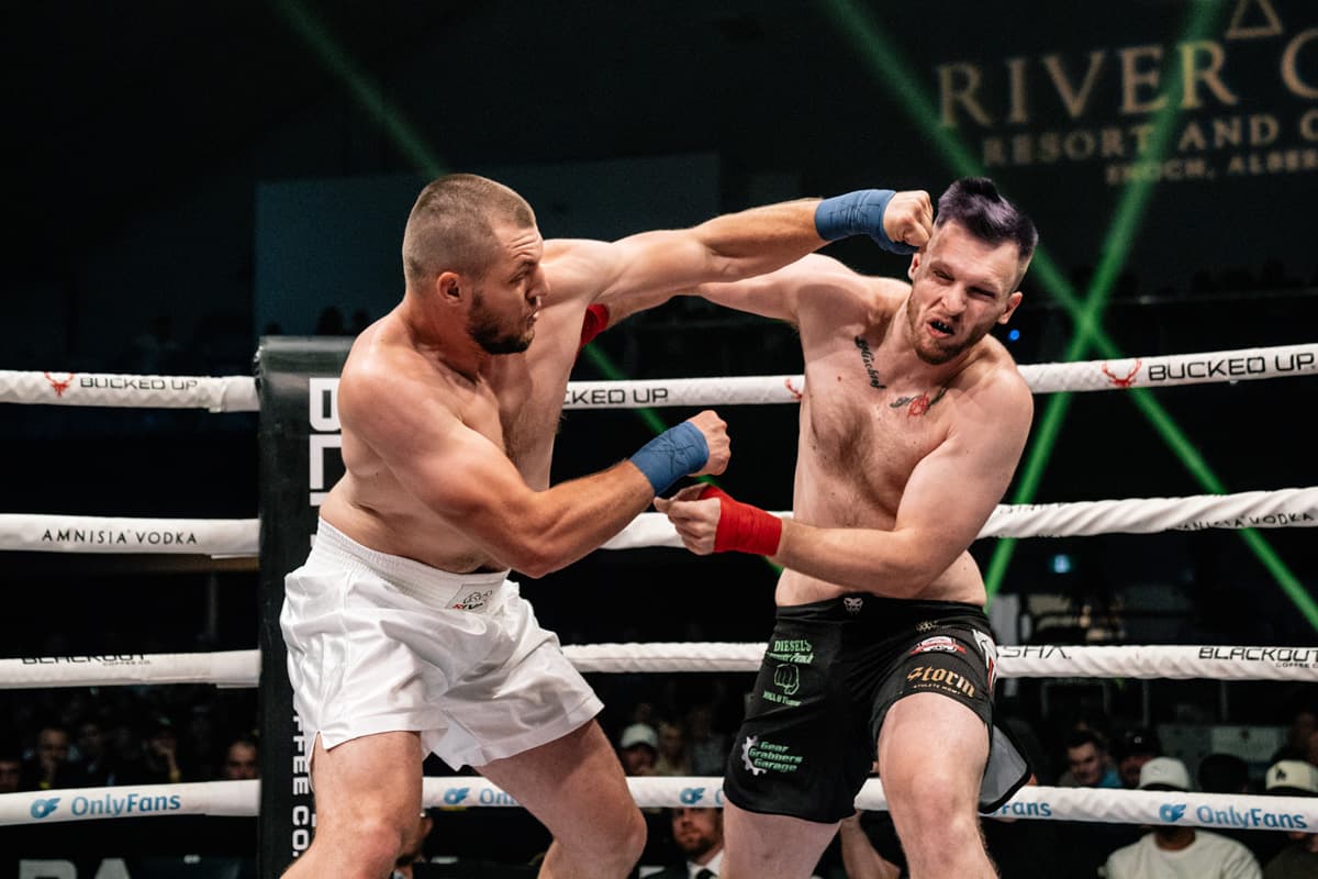Bohdan Kotok and Brady Meister during their bout at BKFC Fight Night Edmonton