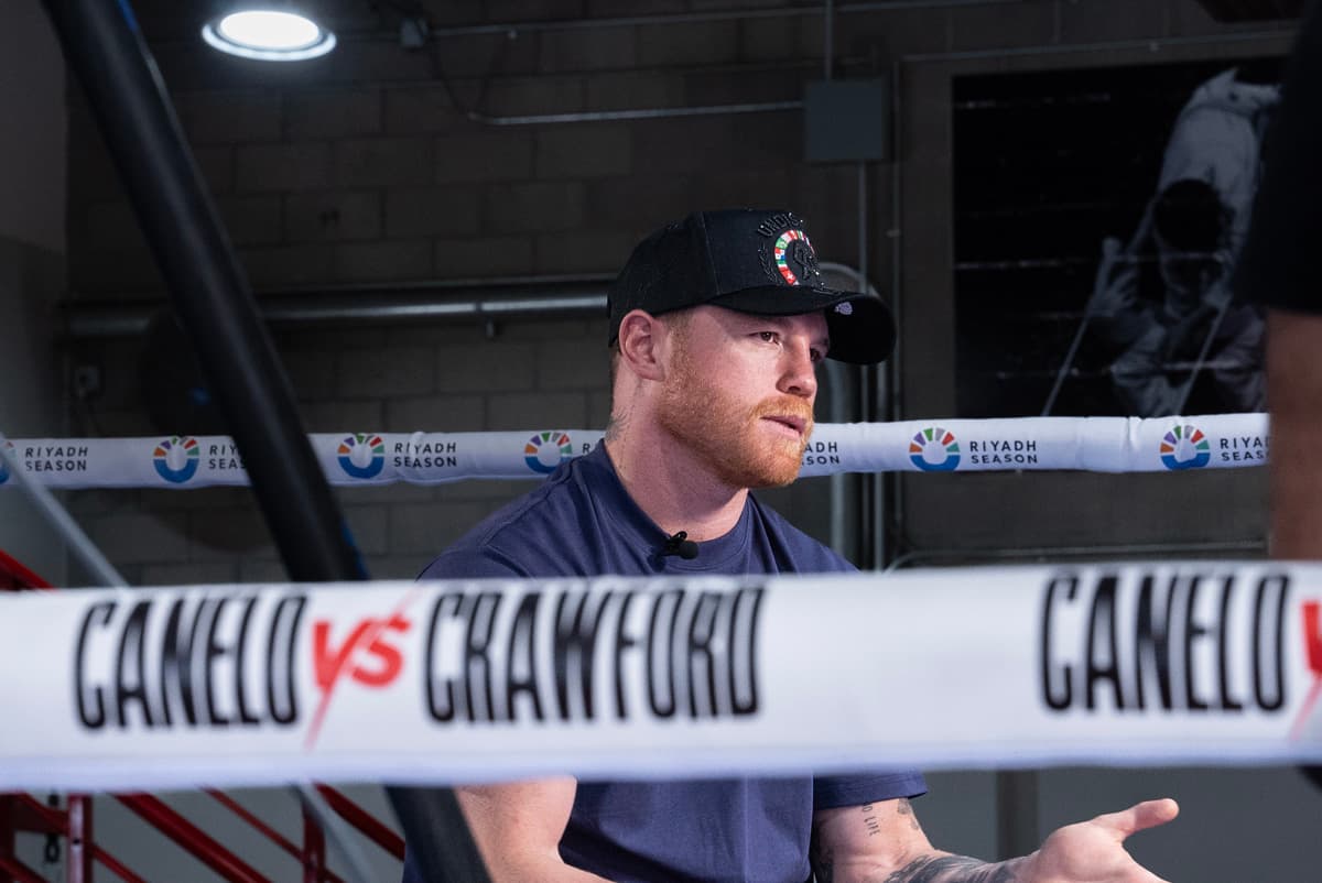 Canelo Alvarez during a media workout at UFC Gym in Reno, NV
