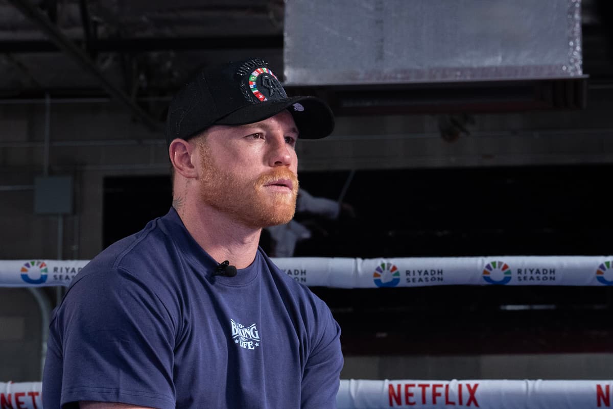 Canelo Alvarez during a media workout at UFC Gym in Reno, NV