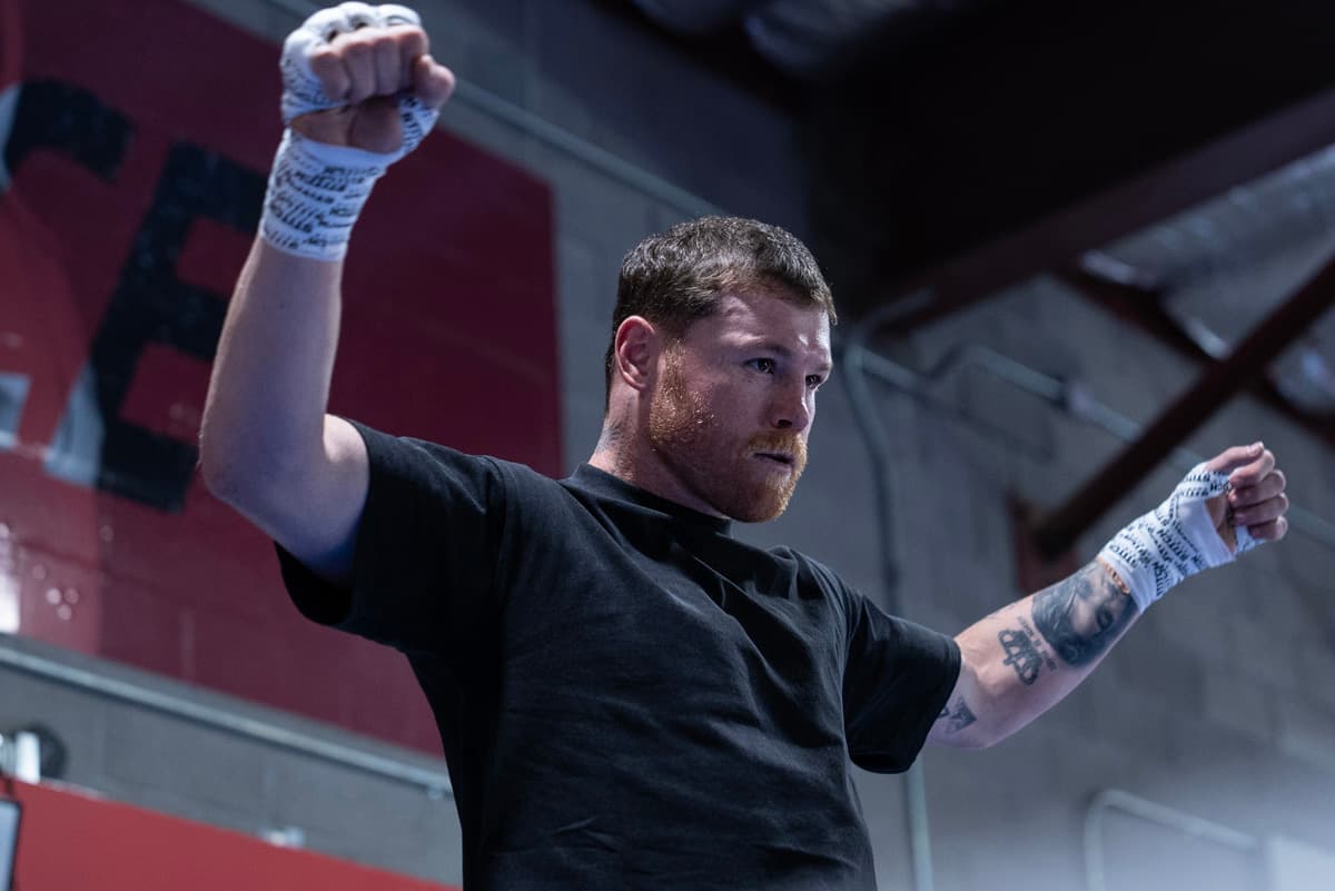 Canelo Alvarez during a media workout at UFC Gym in Reno, NV
