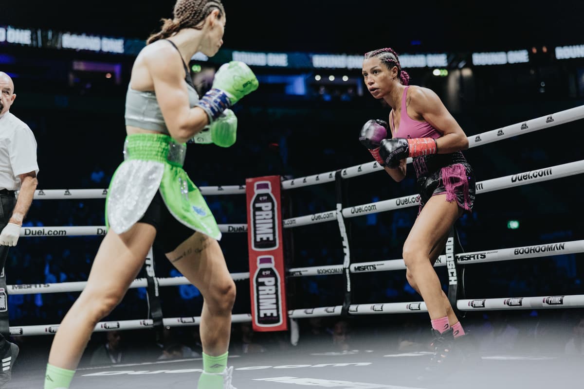 Carla Jade and Daryn Harris during their boxing bout