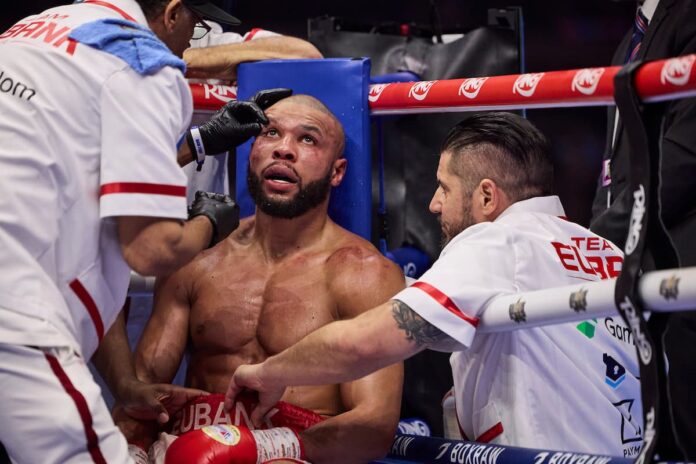 Chris Eubank Jr during his boxing bout against Conor Benn at Tottenham Hotspur Stadium in London