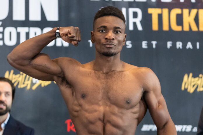 Christian Mbilli during the weigh-in ahead of his boxing bout