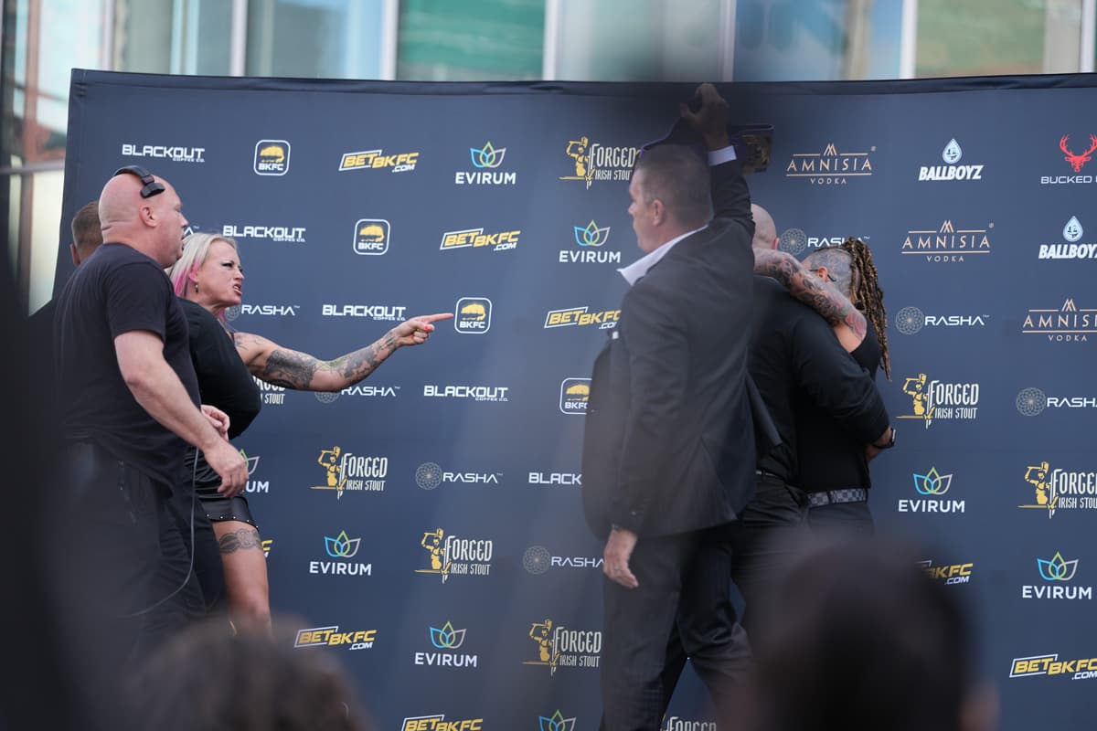 Christine Ferea and Jessica Borga during the BKFC launch press conference in Newark, NJ