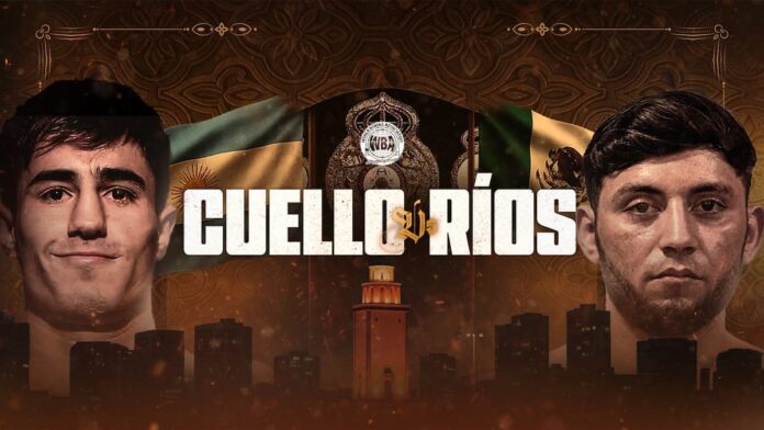 Image featuring the faces of Mirco Cuello and Sergio Rios Jimenez promoting their boxing match in Benghazi, Libya
