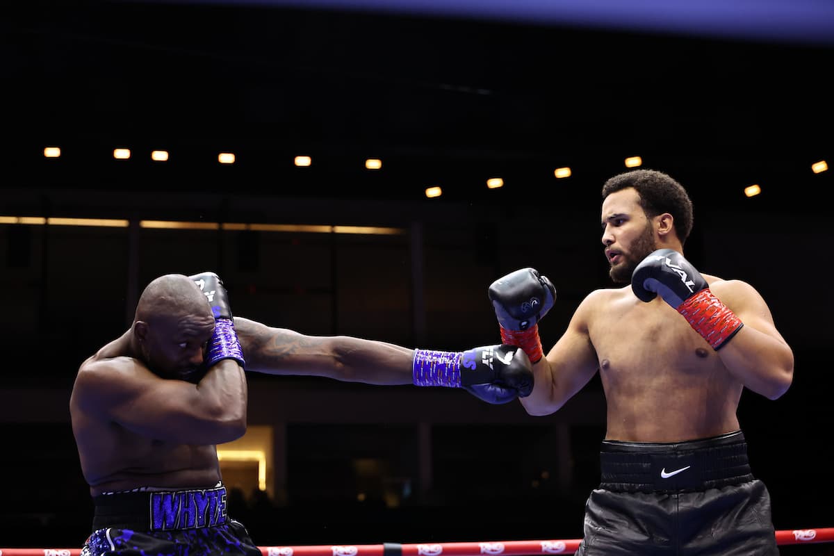 Dillian Whyte and Moses Itauma during their boxing bout